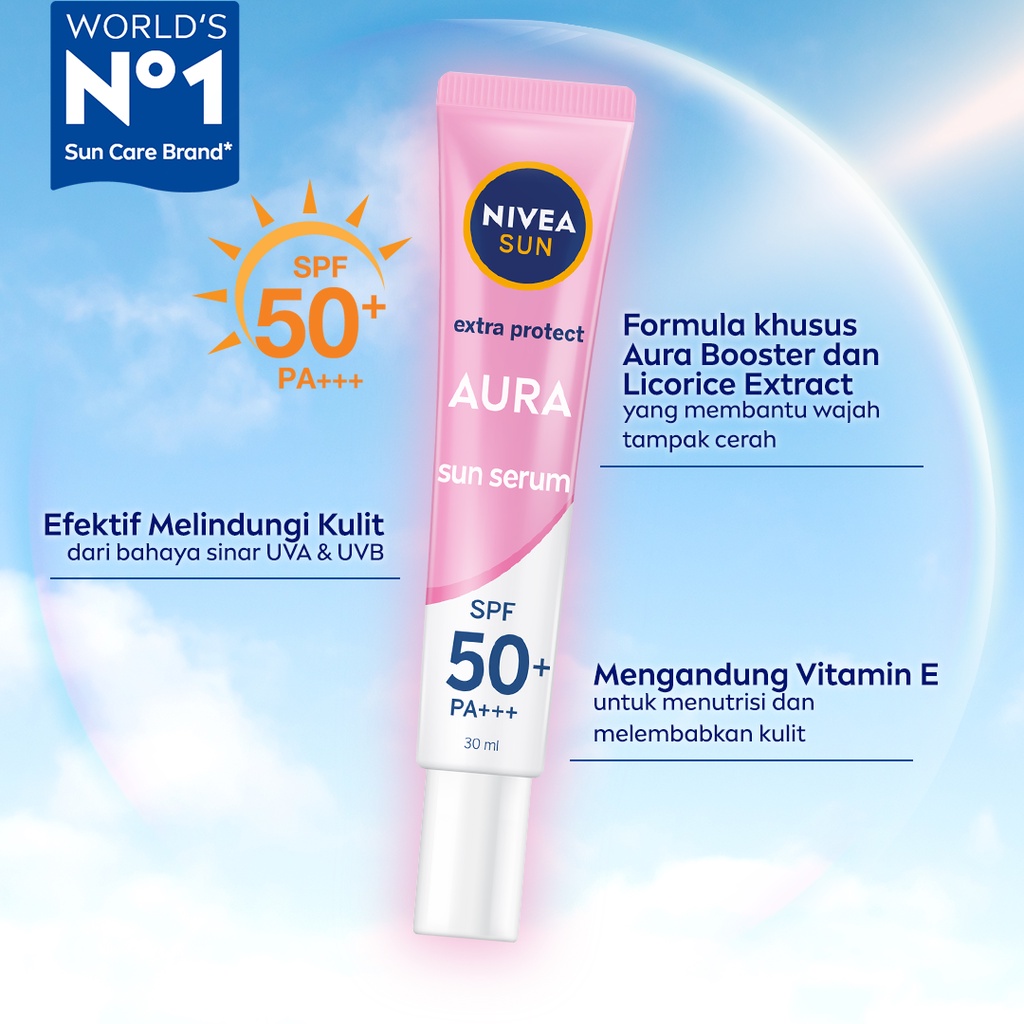 Nivea Sun Face Serum SPF50 PA+++ 30ml - Instant Aura (Pink)